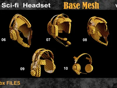 10 Sci-Fi Headset Base Mesh Vol 21 Low-poly 3D model