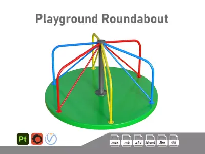 Playground Roundabout Low-poly 3D model