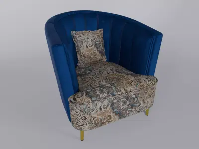 Velvet sofa chair 3D model