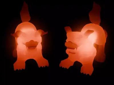 Indirect lighting of Okinawa guardian lion 3D model