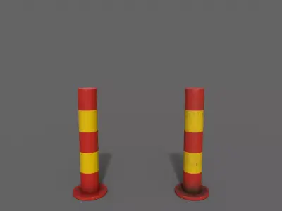 PBR Bollard RedYellow Low-poly 3D model