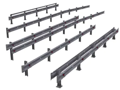 Road guard rails set 3D model