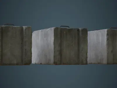 Concrete Barrier 5C Low-poly 3D model