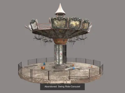 Collection Of  Abandoned Amusement Park 3D Model Pack