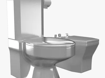Toilet And Bidet 3D model