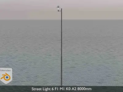 Street Light 6 F1 M1 K0 A2 8000mm Low-poly 3D model