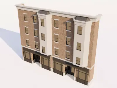 Urban Street Scene Unit - Classical Shops and Apartments 3D model