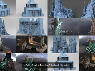 Celtic Boudica Temples Collection 3D Model Pack
