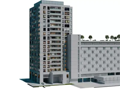 Residence Building 6 Low-poly 3D model