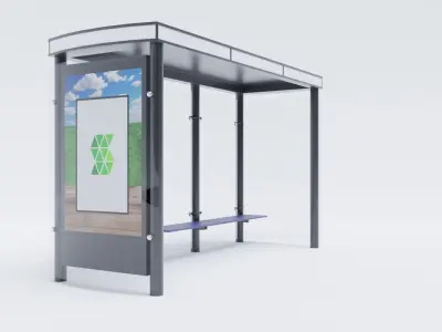 German Berlin Modern Bus Stop Shelter 3D model