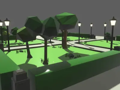 Cartoon 3d Stylized Park Game Ready with Modulation Low-poly 3D model