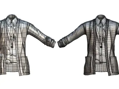 Cartoon High Poly Subdivision Blue Jakets Shirt 3D Model Low-poly 3D model