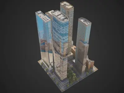 Realistic City District H8-H28 MAYA Low-poly 3D model
