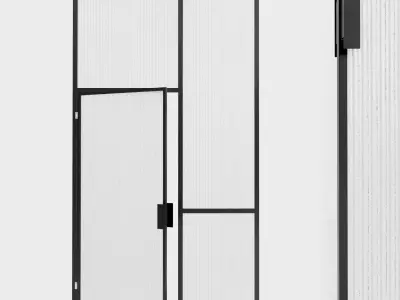 Glass partition door 101 Low-poly 3D model
