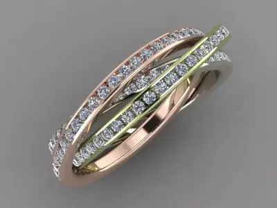 3 Lines Pati Chennel Ring Band 3d Print Ring Model Free 3D print model