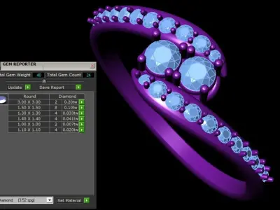 light weight 3mm gems ring 3D print model