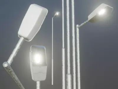 Street Light 5 Galvanized F1 M1 K0 A2 5000mm  Low-poly 3D model
