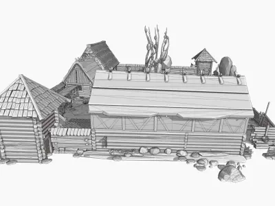 Medieval Construction Site  Low Poly 3D Assets  Low-poly 3D model