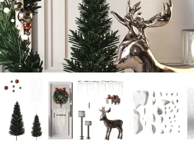 Set for winter holidays 3D model