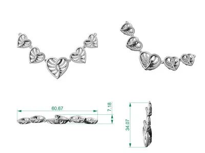 Elegant Five Hearts Pendant 3D print model