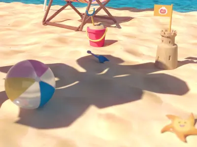 3D beach animal crossing character on Low-poly 3D model