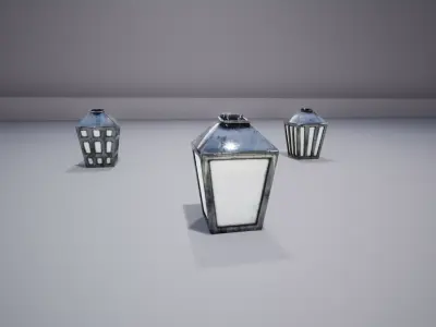 Lanterns three Low-poly 3D model