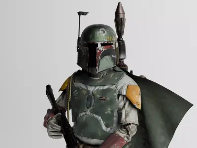 Boba Fett Low Poly  - Game Ready Rigged and Textured Character Low-poly 3D model