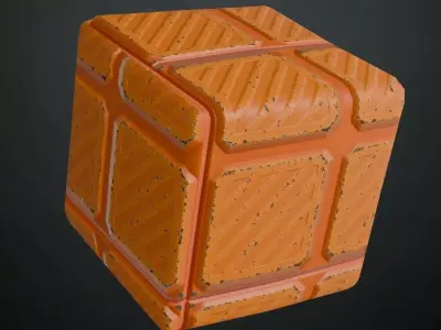 Orange Metal Plate Sci-Fi PBR Seamless Texture