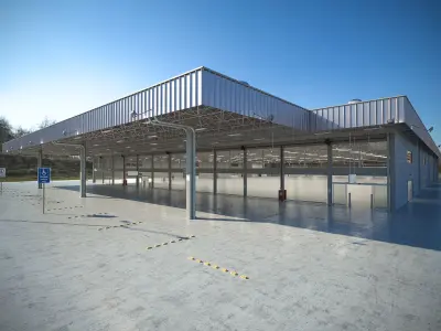 Warehouse empty with windows 3D model