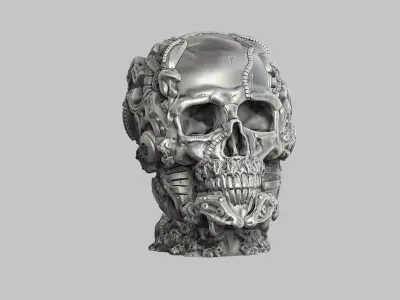 Robot Skull Headphone Stand  Cyborg Headset Stand  3D print model