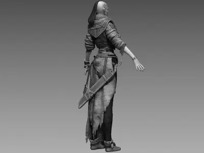 Fantasy Female Character A-pose 3D model