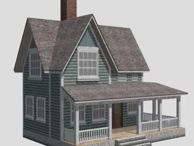 American Style Cottage - Town House Model Low-poly 3D model order