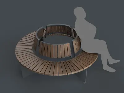Modern Outdoor Bench 120 PBR Game Ready Low-poly 3D model