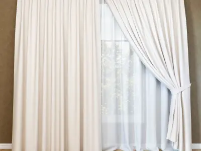 Modern curtain and tulle 3D model