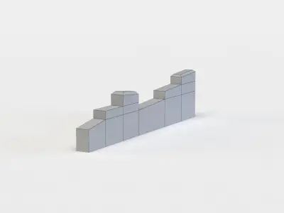 Damaged wall Low-poly 3D model