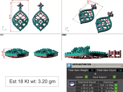 55 Pcs Two Tone Light Weight Trendy Earings Sample Free 3D print model