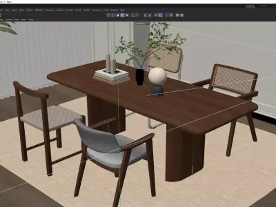 Japandi Dining Set 3D model
