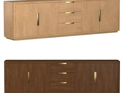 BRETON PANEL 4-DOOR MEDIA CONSOLE WITH DRAWERS 3D model