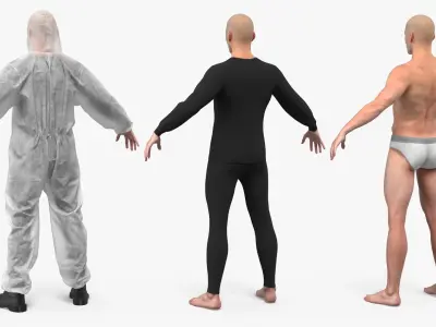  Protective Disposable Jumpsuit with Underwear on Male 