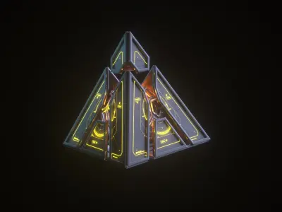 Triangular Pyramid Triangle Cube Matrix Core Energy Block Core 3D model