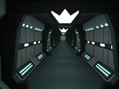 Sci fi Corridor Low-poly 3D model 20