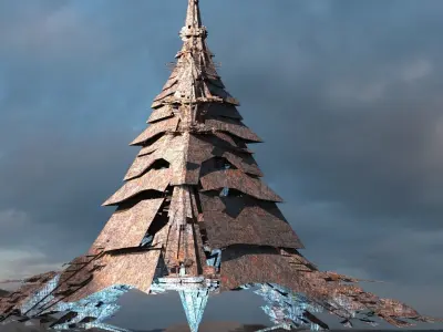 Amon Ra Sci fi Pyramid City Tower 3D 3D model