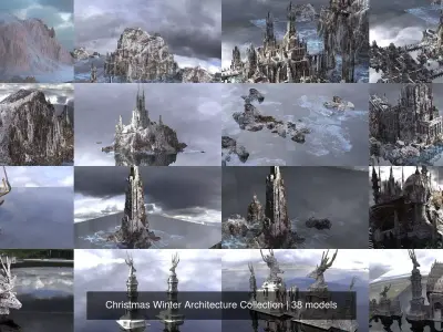 Christmas Winter Architecture Collection 3D Model Pack