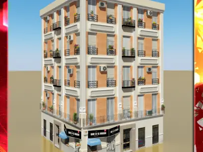 Building Collection 13-16 Low-poly 3D model