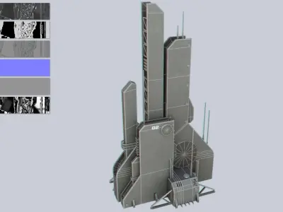 Scifi tower Low-poly 3D model purchase