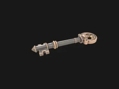antique 1950s key design Low-poly 3D model