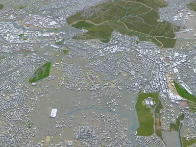 Limbe Blantyre Malawi 25km Low-poly 3D model