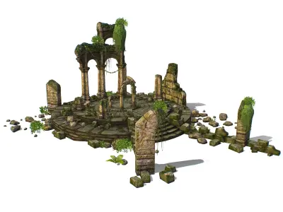 Constructor Ancient Jungle Portal Ruins Rocks Low-poly 3D model