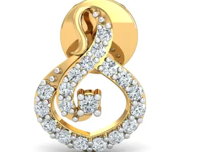 light weight  Yellow gold diamodnd earring-P3 PSER-17 3D print model