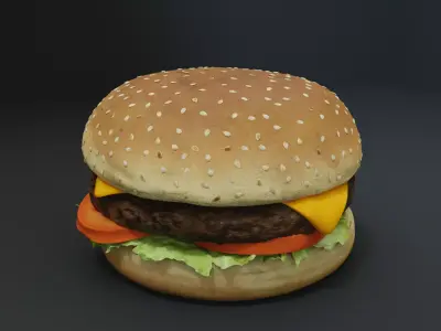 3D Cheeseburger with package model 3D model